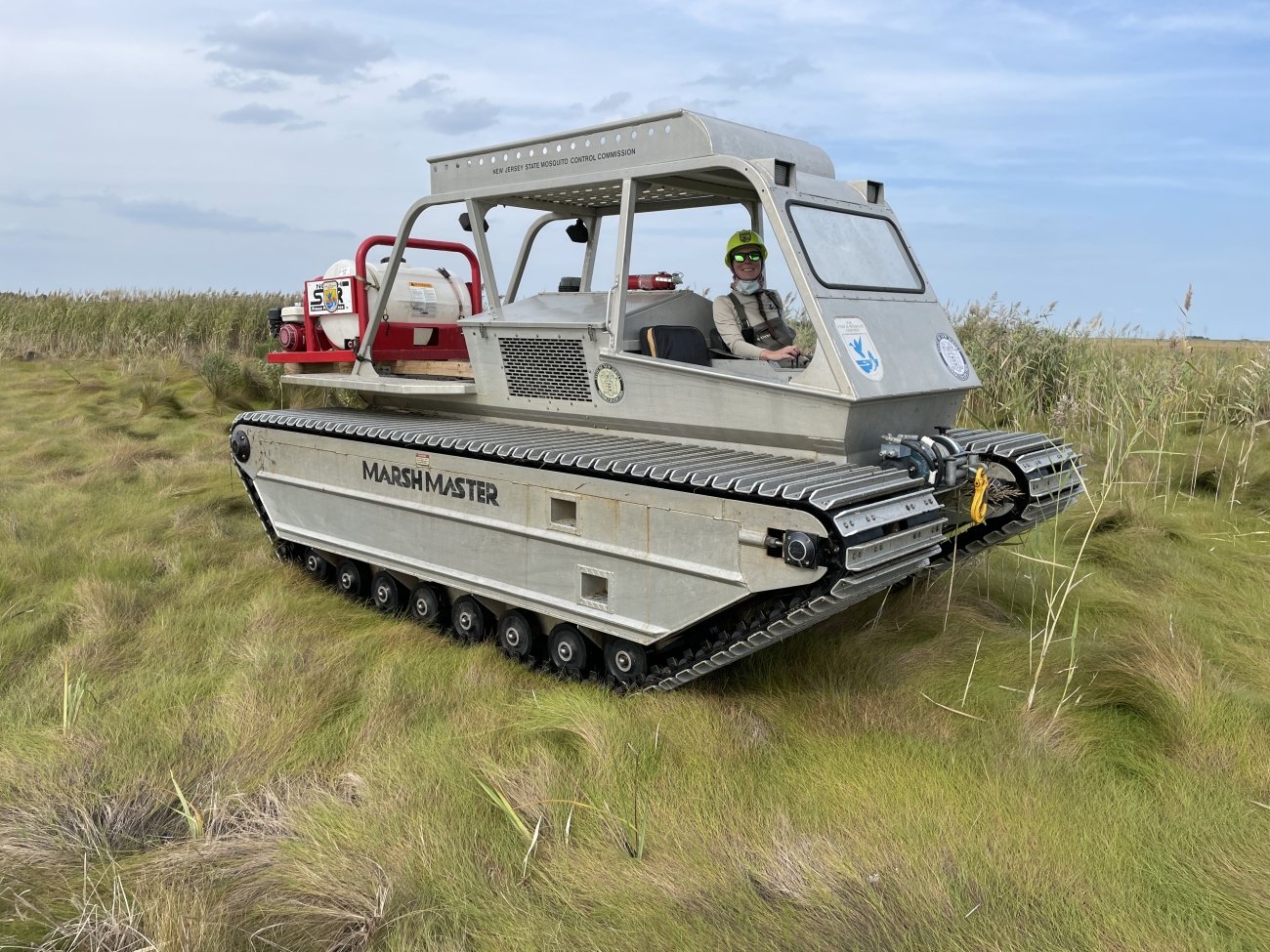 A Marsh Master vehicle used to cut cattails below the water surface
